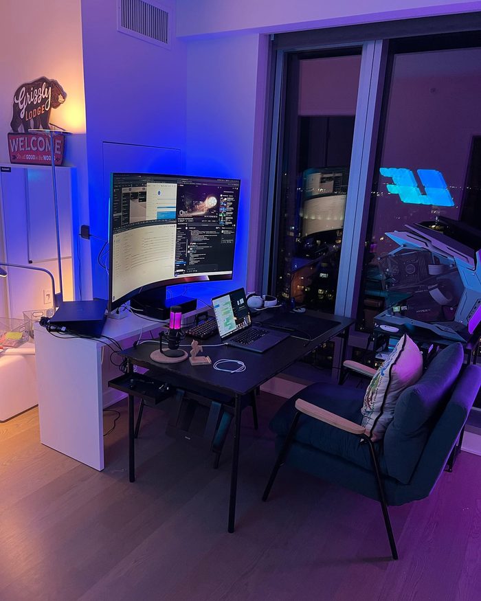 The desk the whole Web3 period was run from. A company with players in forty countries has no headquarters worth the name; it has whichever room the founder happens to be in at four in the morning.