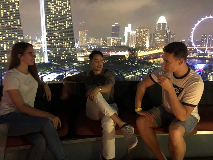 Above Marina Bay. Singapore was the first place the company existed outside Russia, and the first time the customers and the office were on the same side of the world.